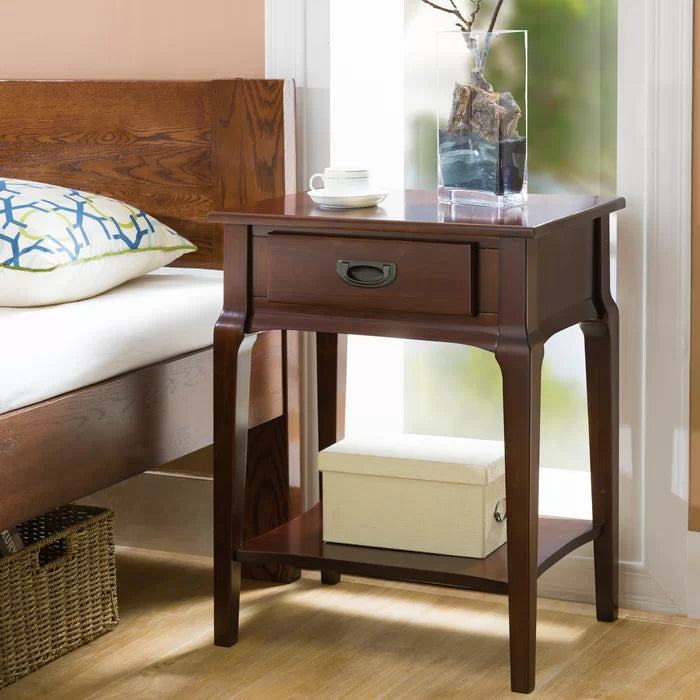 Aparna 28'' Tall 1 - Drawer Nightstand in Cherry Solid Wood
