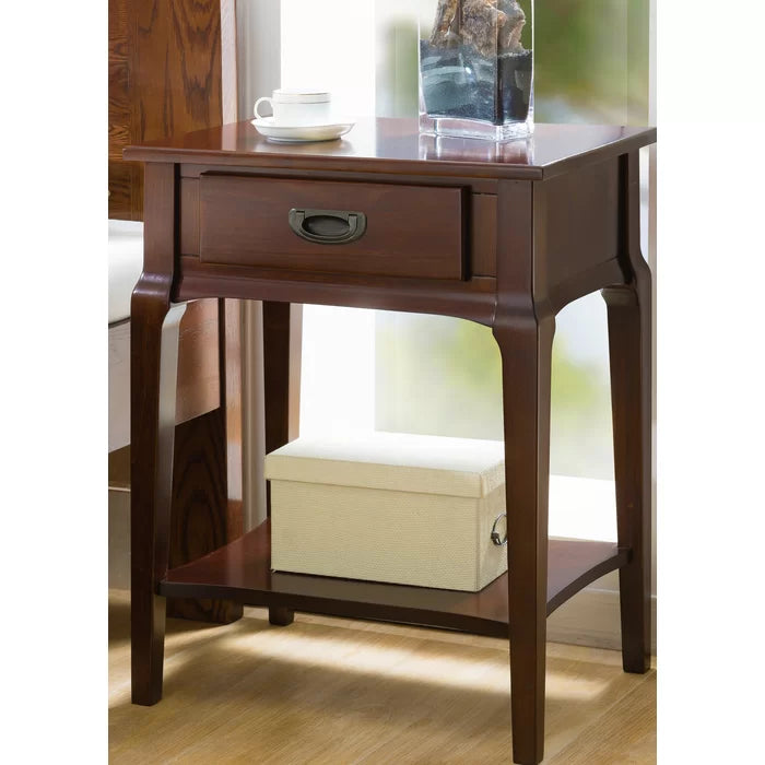 Aparna 28'' Tall 1 - Drawer Nightstand in Cherry Solid Wood