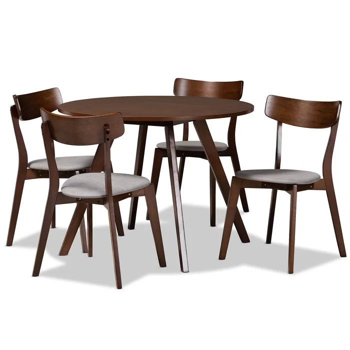 Light Gray Applegate 5 Piece Rubberwood Solid Wood Dining Set