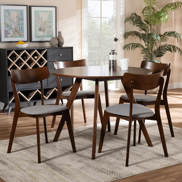 Light Gray Applegate 5 Piece Rubberwood Solid Wood Dining Set