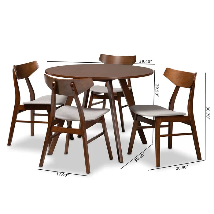 Light Gray Applegate 5 Piece Rubberwood Solid Wood Dining Set
