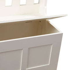 White 42'' Wide Hall Tree with Bench Three Double-Prong Metal Hooks