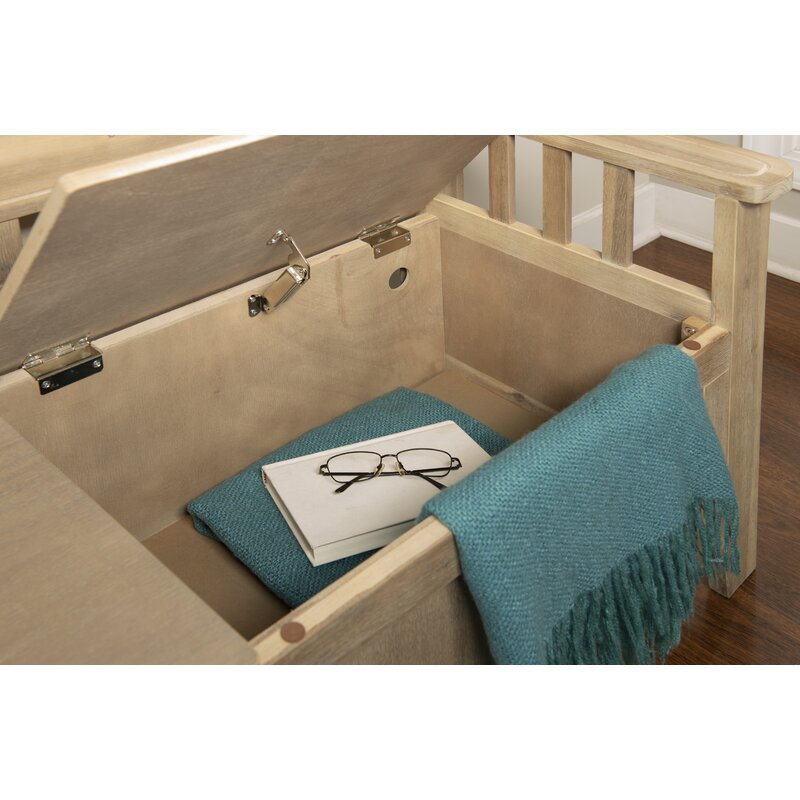 Apruva Flip Top Storage Bench Rustic Look Natural Washed Finish