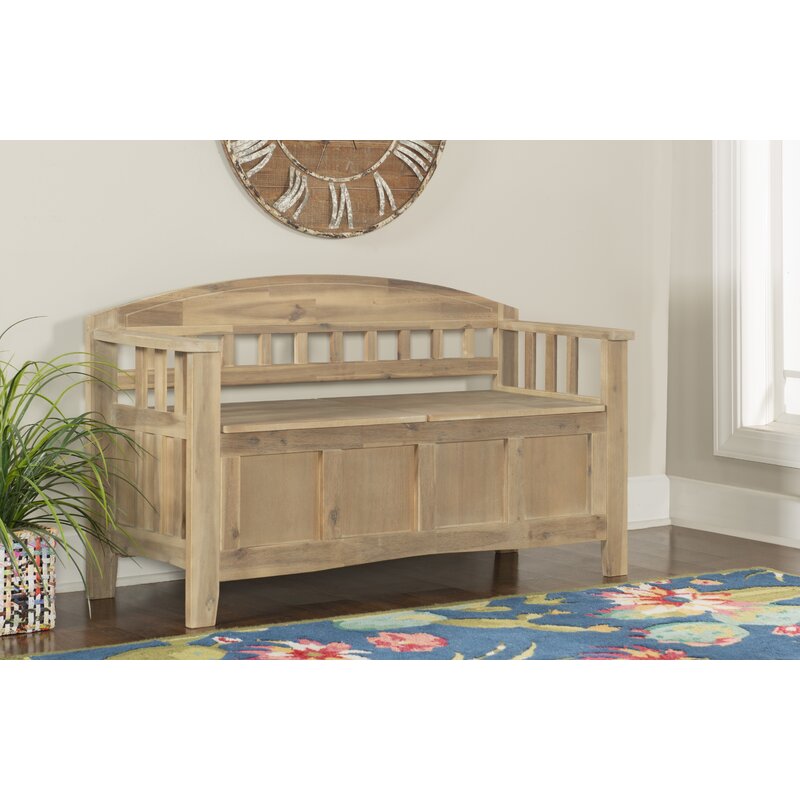 Apruva Flip Top Storage Bench Rustic Look Natural Washed Finish
