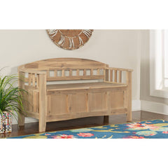 Apruva Flip Top Storage Bench Rustic Look Natural Washed Finish