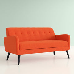 Orange Polyester Araceli 65.5'' Square Arm Sofa Aesthetic Indoor Furniture