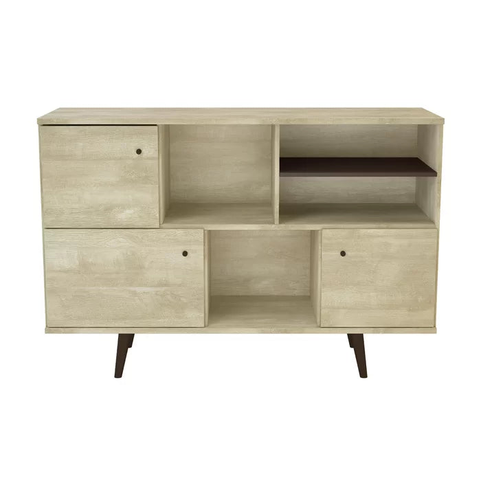 Distressed Beige Arachne 53'' Wide Buffet Table Mid-Century Modern Style
