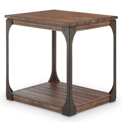 24'' Tall Floor Shelf End Table Restoration Style Rust Metal Accents with Reclaimed Wood