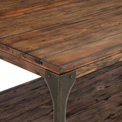 24'' Tall Floor Shelf End Table Restoration Style Rust Metal Accents with Reclaimed Wood