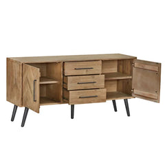 65'' Wide 3 Drawer Acacia Solid Wood Buffet Table Offer More Storage Space