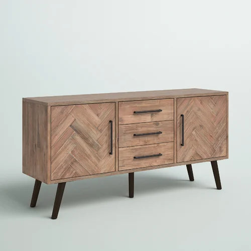 65'' Wide 3 Drawer Acacia Solid Wood Buffet Table Offer More Storage Space