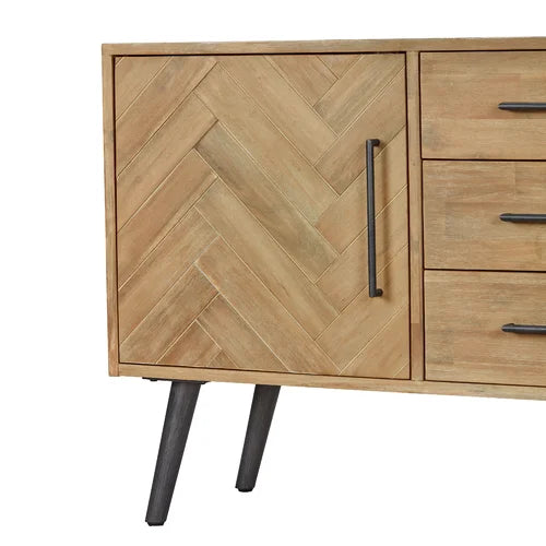 65'' Wide 3 Drawer Acacia Solid Wood Buffet Table Offer More Storage Space