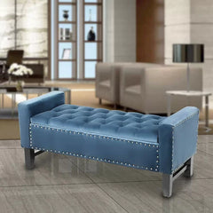 Navy Arguello Upholstered Flip Top Storage Bench Great For Bedroom Living Room