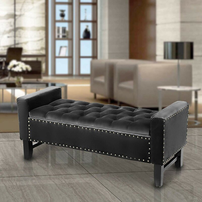 Hiroko upholstered flip top storage bench shop