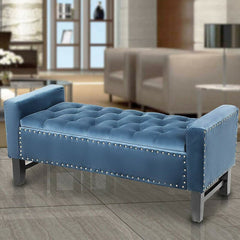 Navy Arguello Upholstered Flip Top Storage Bench Stylish Durability