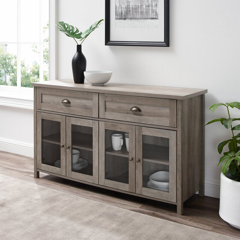Gray Wash Ariadne TV Stand for TVs up to 58" Engineered Wood with Steel and Glass