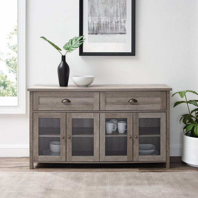 Gray Wash Ariadne TV Stand for TVs up to 58" Engineered Wood with Steel and Glass