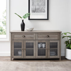 Gray Wash Ariadne TV Stand for TVs up to 58" Engineered Wood with Steel and Glass
