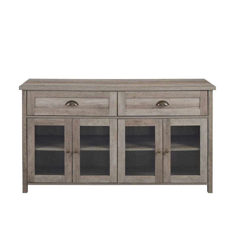 Gray Wash Ariadne TV Stand for TVs up to 58" Engineered Wood with Steel and Glass