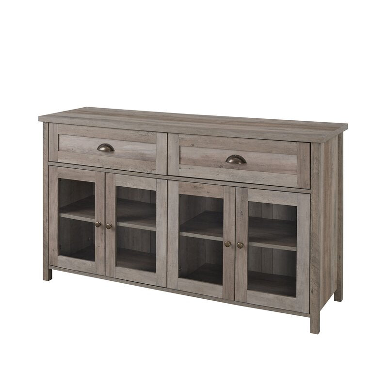 Gray Wash Ariadne TV Stand for TVs up to 58" Engineered Wood with Steel and Glass