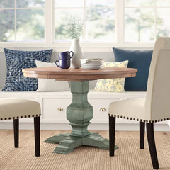 Dark Sea Green Arisa 45'' Solid Wood Pedestal Dining Table Design