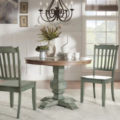 Dark Sea Green Arisa 45'' Solid Wood Pedestal Dining Table Design