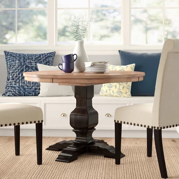 Antique Black Arisa 45'' Solid Wood Pedestal Dining Table Crafted from Solid Wood