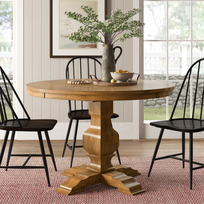 Antique Black Arisa 45'' Solid Wood Pedestal Dining Table Crafted from Solid Wood