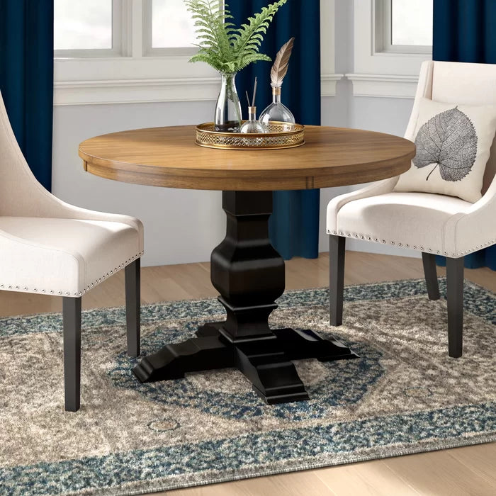 Antique Black Arisa 45'' Solid Wood Pedestal Dining Table Crafted from Solid Wood