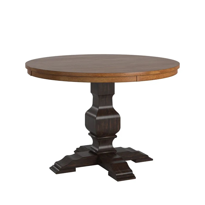 Antique Black Arisa 45'' Solid Wood Pedestal Dining Table Crafted from Solid Wood