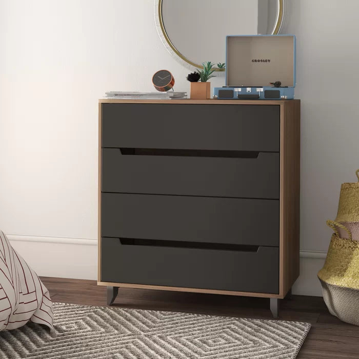 Aristocles 35.25'' Tall 4 - Drawer Bachelor's Chest in Natural Maple/Charcoal