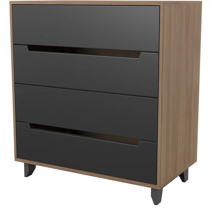 Aristocles 35.25'' Tall 4 - Drawer Bachelor's Chest in Natural Maple/Charcoal