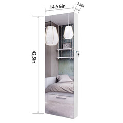14.6'' Wide Jewelry Armoire with Mirror 6 LED Lights Lockable Full Mirror Full Screen Jewelry Organizer