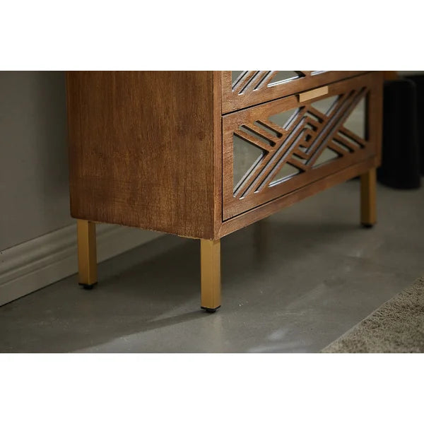 Arnim 28.3'' Tall 3 - Drawer Accent Nightstand in Brown Geometric Patterns