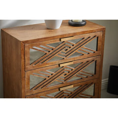 Arnim 28.3'' Tall 3 - Drawer Accent Nightstand in Brown Geometric Patterns