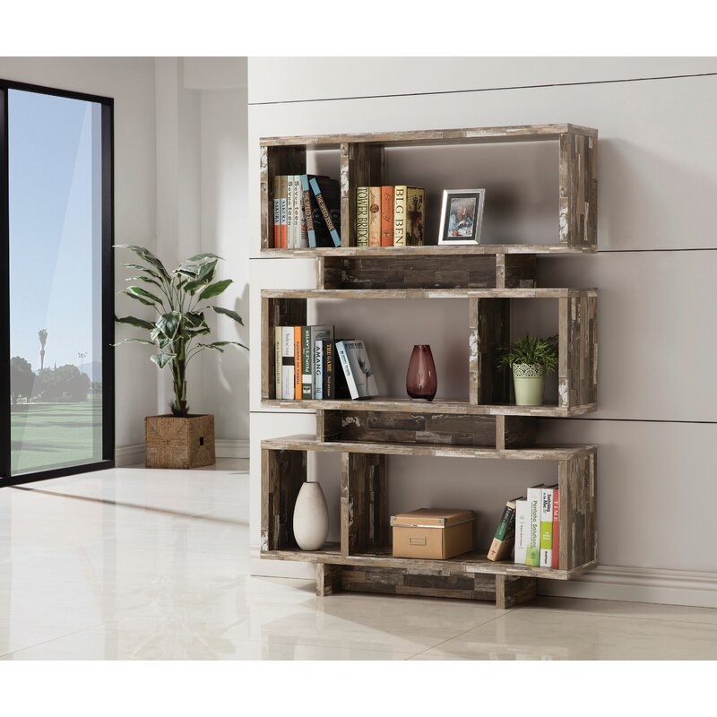 65.75'' H x 47.25'' W Geometric Bookcase with Three Rectangular Stacked Shelves to your Living Room