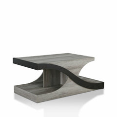 Abstract Coffee Table with Storage Large Tabletop Accommodates Decor Bottom Shelves As Storage Space
