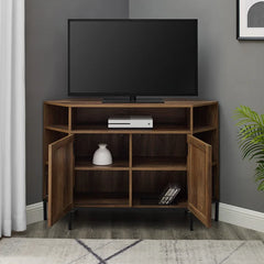 Rustic Oak Arthemise TV Stand for TVs up to 55" Unique Shape and Angled Sides