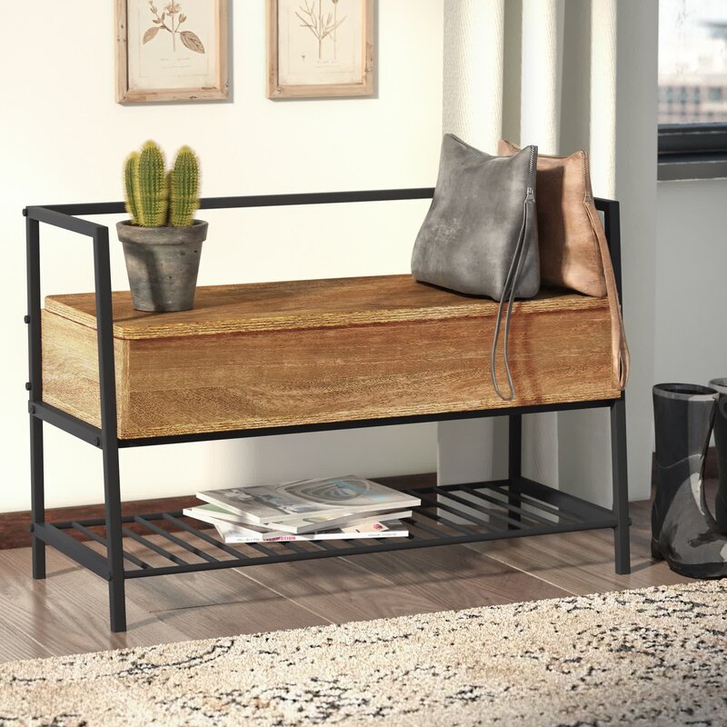 Sindoori Mango Arturs Flip Top Storage Bench Lower Shelf for Additional Storage