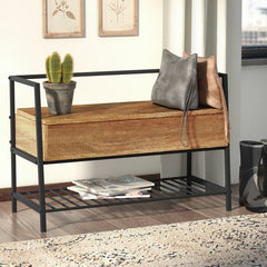 Sindoori Mango Arturs Flip Top Storage Bench Lower Shelf for Additional Storage