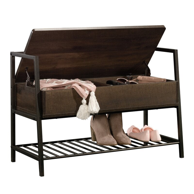 Smoked Oak Arturs Flip Top Clean Lined Entryway Storage Bench