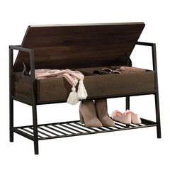 Smoked Oak Arturs Flip Top Clean Lined Entryway Storage Bench