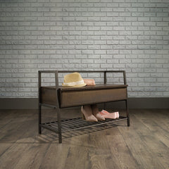 Smoked Oak Arturs Flip Top Clean Lined Entryway Storage Bench