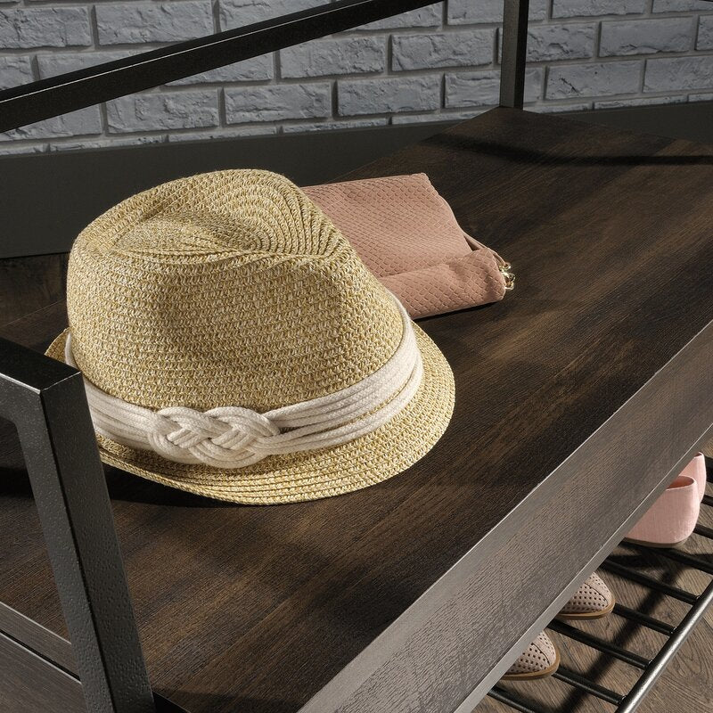 Smoked Oak Arturs Flip Top Clean Lined Entryway Storage Bench