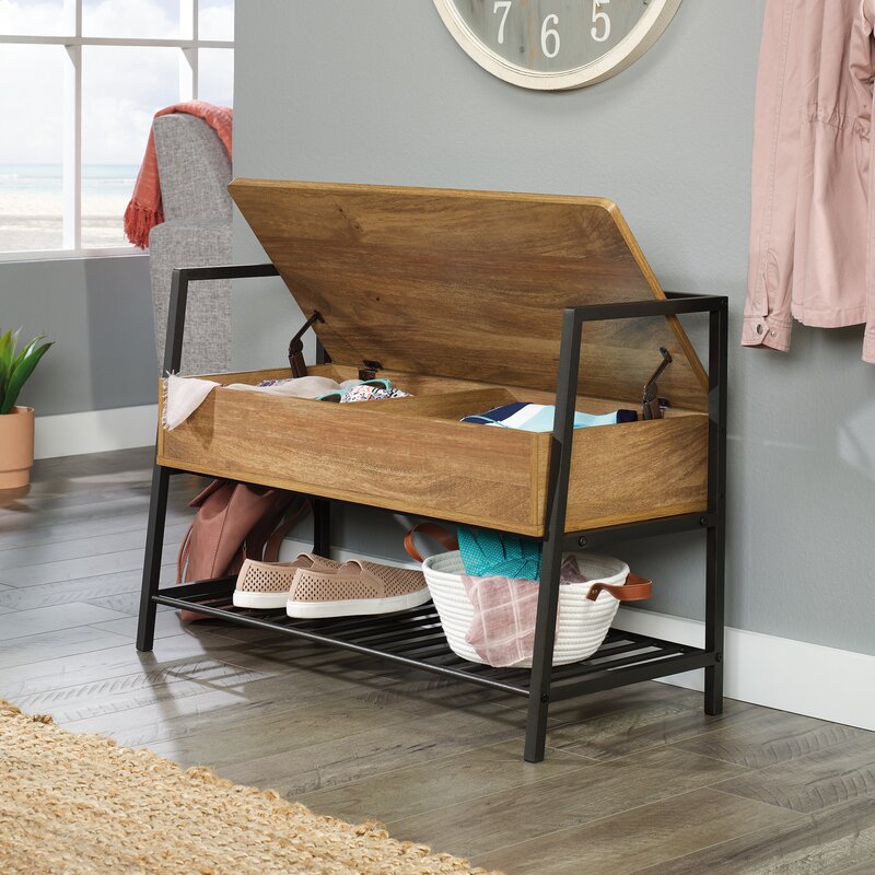 Sindoori Mango Arturs Flip Top Storage Bench Lower Shelf for Additional Storage