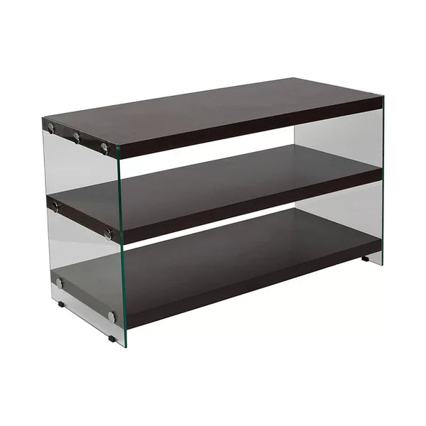 Dark Ash Aryan TV Stand for TVs up to 43" Contemporary Style Open Storage Compartments
