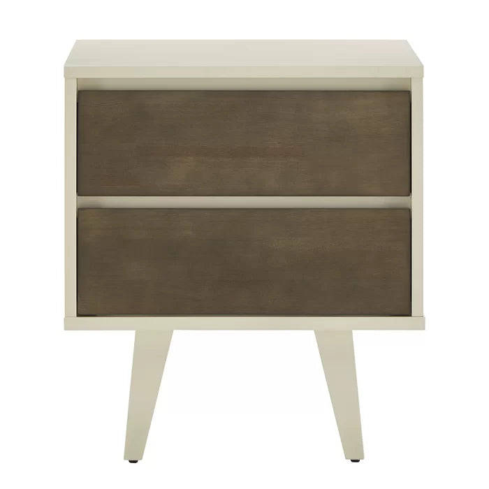 Aschraf 23.62'' Tall 2 - Drawer Solid Wood Nightstand in Cream