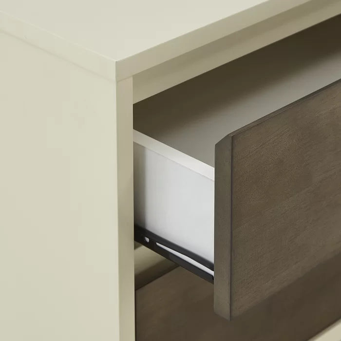 Aschraf 23.62'' Tall 2 - Drawer Solid Wood Nightstand in Cream