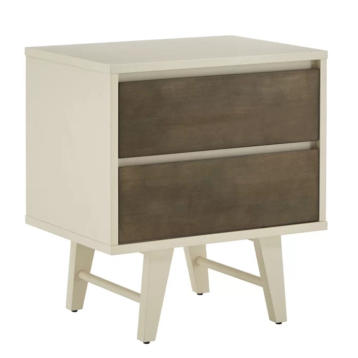 Aschraf 23.62'' Tall 2 - Drawer Solid Wood Nightstand in Cream