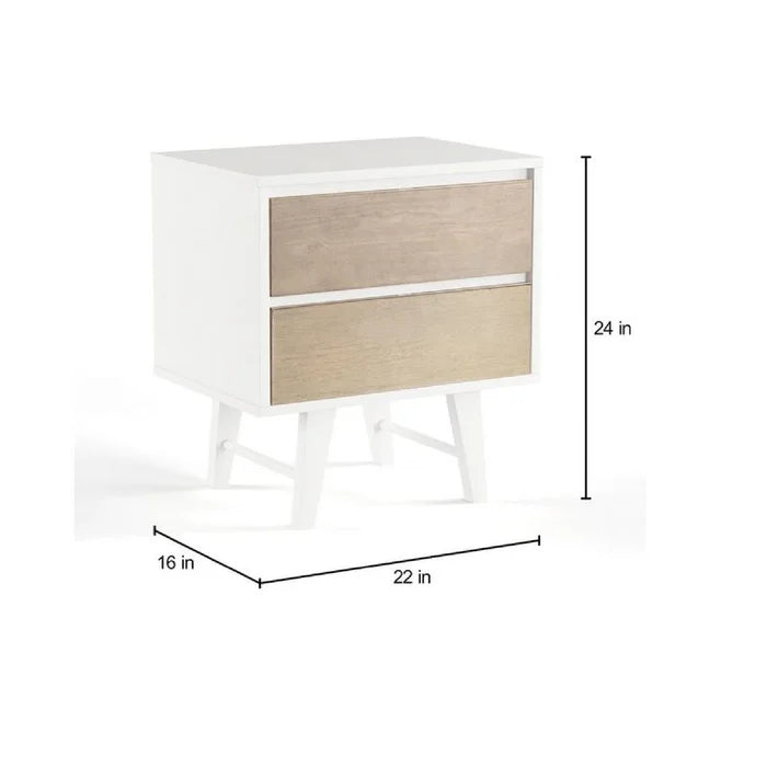 Aschraf 23.62'' Tall 2 - Drawer Solid Wood Nightstand in Cream